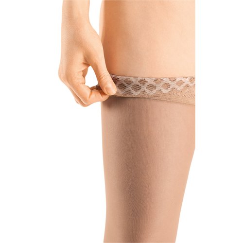 mediven Sheer & Soft for Women, 15-20 mmHg - Closed Toe, Thigh High with Top Band Compression Stockings, Sheer Hosiery, I, Standard, Natural