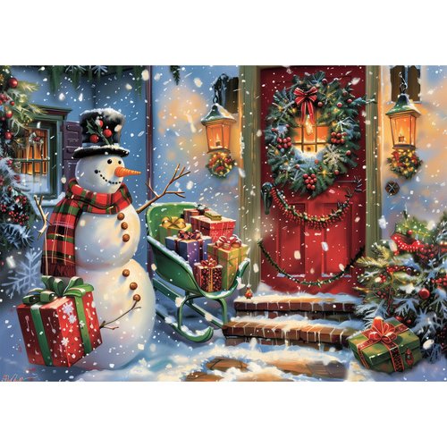 MISITU Advent Puzzle 2024 Christmas Puzzle 1008 Pieces Christmas Theme Decoration Puzzle for Adults (Snowman)