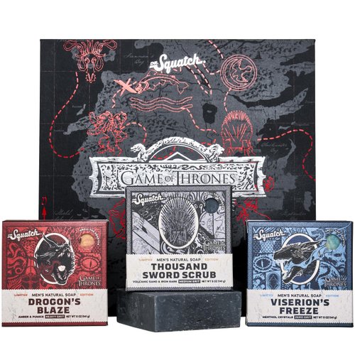 Dr. Squatch The GoT Collection with Collector’s Box - Men’s Natural 3 Bar Soap Bundle and GoT Soap for Men