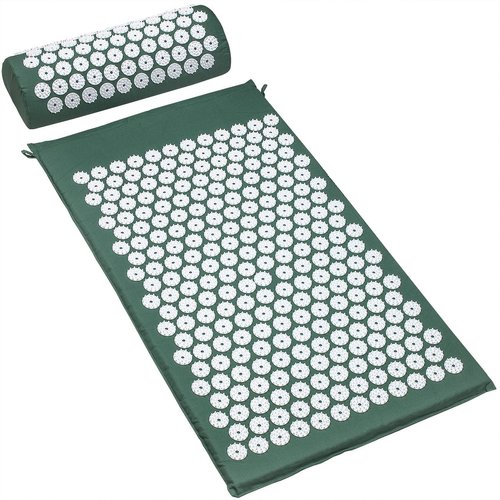 Sivan Back and Neck Pain Relief Acupressure Mat and Pillow Set, Chronic Back Pain Treatment - Relieves Your Stress of Lower Upper Back and Sciatic Pain - Green