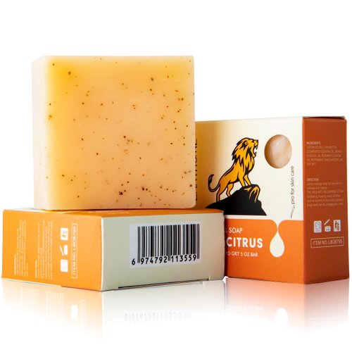 Lanthome All Natural Bar Soap for Men, Moisturizing Mens Bar Soap 100g, Cedar Citrus Smell Fresh Men's Exfoliating Body Wash Bath Soap with Shea Butter 3 Pack