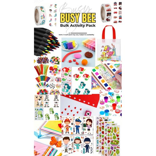 Generic Busy Bee Activity Pack for Kids Ages 4+, Includes Craft Supplies, Stickers, Play Dough, MP-001