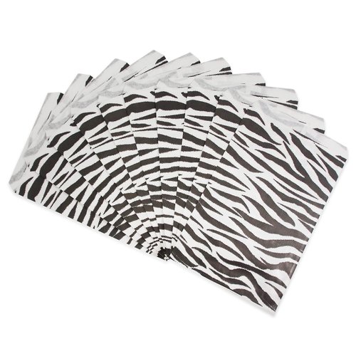 CuteBox Zebra Flat Paper Gift Bags 200pcs (6" x 9") for Merchandise, Crafts, Party Favors, Tradeshows, Retail, Showcases, Display, Holidays, Animal Themes, Arts and Crafts