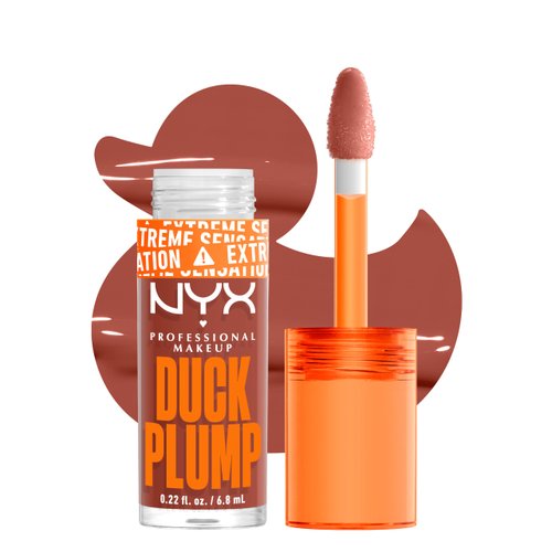 NYX PROFESSIONAL MAKEUP Duck Plump High Pigment Plumping Lip Gloss with Spicy Ginger, Vegan Lip Makeup - Brown Of Applause (Warm Brown)