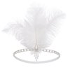 SWEETV 1920s Headpiece Crystal Rhinestone Hair Band, Roaring 20s Great Gatsby White Feather Flapper Headband