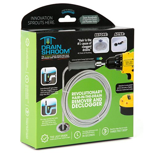 DrainShroom DSSNK070 Revolutionary Tub and Sink Snake Auger Clog Remover for Bathroom Drains, 42 Inch, Stainless
