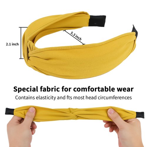 AMCAMI 6 PCS Knotted Hair Thick Headband Girls Headbands for Women Thick Hair Head Bands for Women’s Hair Cute Platic Elastic Wide Headbands for Women Non Slip Hair Accessories for Women and Girls