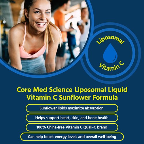 Core Med Science Liposomal Vitamin C 1000mg Liquid - Sunflower Formula, 5 Fl Oz - Natural Liposomal Vitamin C Non-GMO Supplement - Immune System Booster for Adults - Supports Collagen Formation