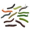 24Pcs Simulation Caterpillar Plastic Fake Worm Crawling Halloween Prank Toy Educational Learning Toys for Kids (Random Style)