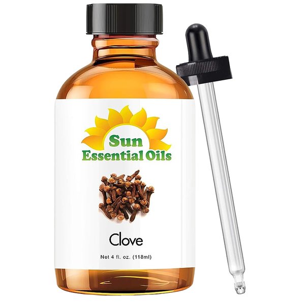 Sun Essential Oils - Clove Essential Oil 4 oz Clove Oil for Diffuser, Skin, Aromatherapy with Dropper - Clove Oil Aromatherapy - Clove Diffuser Oil