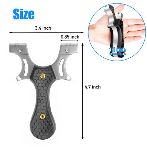 Timbocca Slingshot, Stainless Steel Slingshots for Adults and Kids, Sling Shot for Hunting and Shooting Practice, Come with 3 pcs Flat Rubber Bands and a Storage Case