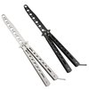 Butterfly Knife - 2 Pack Butterfly Knife Trainer Practice Tool Steel Metal - Folding Knife Unsharpened - Butterfly Knife Comb for Practicing Flipping Tricks, Balisong Trainer Black & Silver