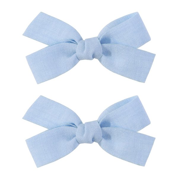 Adorable 2pcs White Hair Bow Clips for Baby-Girls - Boutique Barrettes for Toddlers and Kids with Fully Lined Clips（Sky Blue）