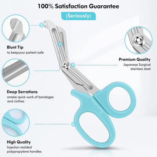 Trauma Shears, Medical Scissors 3-Pack, Premium Bandage Scissors for Nurses, 7.5" Nursing Scissors, Surgical Scissors, Nurse Scissors, Emergency First Aid Scissors (Pastel Blue, Pink, Lilac)