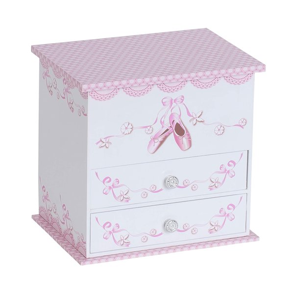 White Illustrated “Angel” Girl’s Musical Twirling Ballerina Ballet Shoes Jewelry Box by Mele & Co.