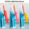 ThxToms Rubber Dishwashing Cleaning Gloves (2-Pair) - Fleece Lined, Reusable, Waterproof with Extra-Long Cuff & Anti-Slip Design for Household & Kitchen Use - Small