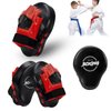 Valleycomfy Boxing Curved Focus Punching Mitts- Leatherette Training Hand Pads,Ideal for Karate, Muay Thai Kick, Sparring, Dojo, Martial Arts(Red)
