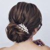 Gorais Flower Bride Wedding Hair Comb Silver Leaf Bridal Hair Piece Pearl Hair Clip Crystal Hair Accessories for Women and Girls