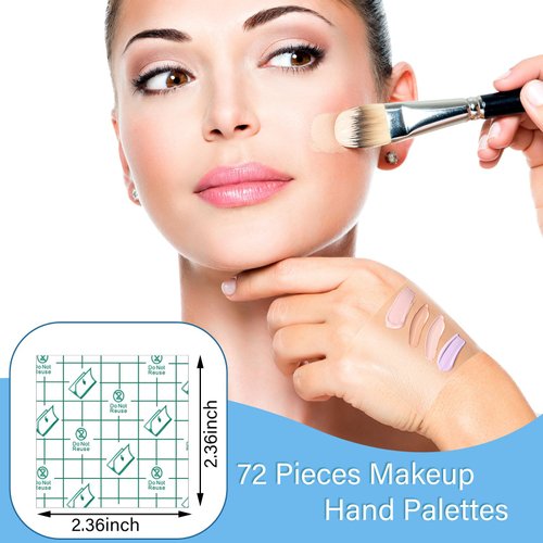 200 Pieces Makeup Hand Palette Single Use Makeup Mixing Palette Disposable Foundation Mixing Tray Adhesive Artist Cosmetic Makeup Palette Waterproof Makeup Tape for Women Girl Supplies, 2.4 x 2.4 Inch