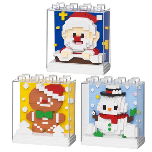 Christmas Building Blocks Sets 3 in 1,New Santa Claus, Snowman & Gingerbread Man Playset,Building Micro Blocks Set Holiday Present, for Kids, Boys, Girls, Adult Christmas Stocking Stuffers