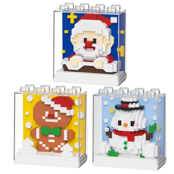 Christmas Building Blocks Sets 3 in 1,New Santa Claus, Snowman & Gingerbread Man Playset,Building Micro Blocks Set Holiday Present, for Kids, Boys, Girls, Adult Christmas Stocking Stuffers