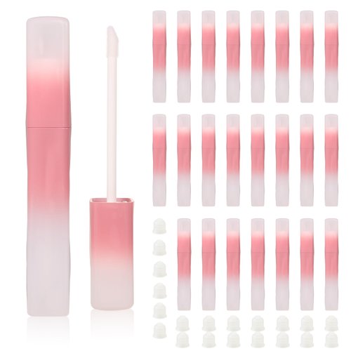 COSIDEA 15pcs 5ml Irregular rectangle empty lip gloss tubes bulk with wand unique Gradient pink lipgloss tube