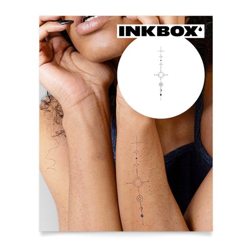 Inkbox Temporary Tattoos, Semi-Permanent Tattoo, One Premium Easy Long Lasting, Water-Resistant Temp Tattoo with For Now Ink - Lasts 1-2 Weeks, Star Line, 7 x 2 in