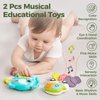 evoceler Baby Toys 2 Pcs, Light Up Elephant Kids Piano Music Toys with 4 Music Modes & Car Teething Toy, for 18+ Months Old Baby Boys Girls Toys, Early Learning Montessori Keyboard Infant Toys