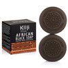 Koji White African Black Soap Bar for Face & Body Wash with Shea Butter - Exfoliating Soap, Brightening, Moisturizer Skin with Kojic Acid, Aloe Vera, Coconut Oil - Vegan, Paraben-Free, 2.82oz (2 Bars)