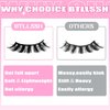 BTLLSSH 8Pair 3D5D 0.82INCH Thick False Eyelashes Fluffy Natural Look Faux Mink Lashes Volume Cat Eye Fake Eyelashes Lashes Extension with Dark Pink Box