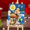 Mini Building Sleigh Buggy 3D Painting Block Set, 646PCS DIY Creative Stereograph Building Model Kit, MOC Construction Toy for Christmas Gifts, Not Compatible with Maior Brands Building Bricks