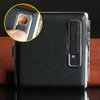Fathers Day Gift Rechargeable Leather Cigarette Case with Electronic USB Lighter Christmas Gifts black
