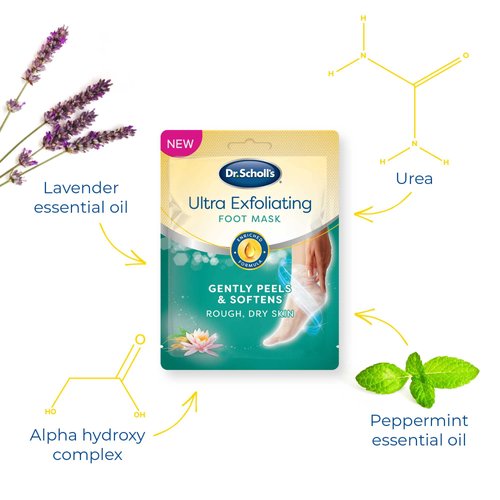 Dr. Scholl's Ultra Exfoliating Foot Mask Gently Peels & Softens, 1 Pair Slip-on Booties Foot Mask 1.55 oz