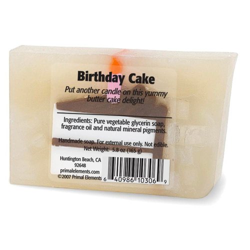 Primal Elements Bar Soap in Shrinkwrap, Birthday Cake, 6 Ounce