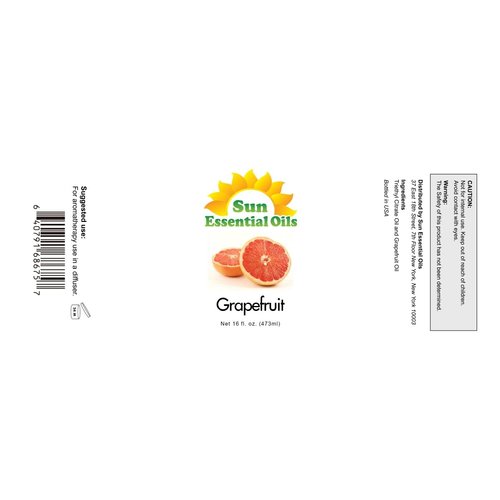 Sun Essential Oils - Grapefruit Essential Oil 16oz for Aromatherapy, Diffuser, Enhance Mood, Stress Ease - Grapefruit Oil - Grapefruit Essential Oil Bulk - Aromatherapy Oil