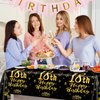 TMIYO 3 Pcs 18th Birthday Tablecloths, Black and Gold Birthday Decorations Table Cloths, Plastic Table Cover 108 x 54 Inch Rectangular Cloths for Parties Supplies