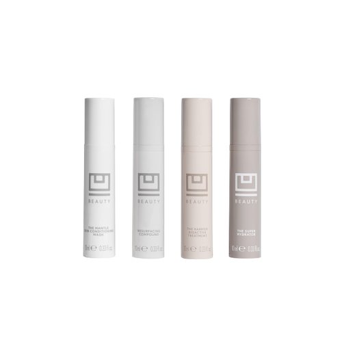 U Beauty Trial Index Set Volume 2 - Trial Size Skin Care Set with a Gentle Cleanser, Resurfacing Hyaluronic Acid Serum, Daily Face Hydrator, and Night Cream Moisturizer - 4-Piece Kit, 0.33 fl oz