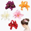 Rowcay Bohemian Flower Hair Clips - 5pcs Artificial Tropical Hibiscus Plumeria Orchid Hairpin Set for Women Girls - Seaside Holiday Bridal Accessories in 5 Colors