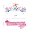 Mermaid Birthday Sash and Crown Pink Mermaid Birthday Crown for Women Princess Mermaid Birthday Decorations Mermaid Crown Adult Ocean Theme Mermaid Party Favors Fishtail Shell Crown Halloween