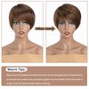 QUEEN VIRGIN REMY QVR Pixie Cut Wig Human Hair Wigs with Bangs Short Wigs for Black Women Human Hair Different Style Pixie Wig for Daily Wear Ombre Highlight Brown Color