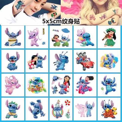 40 Sheets Stitch Temporary Tattoo For Fan Birthday Party Decorations Hand Tattoo Party Favor Party Supplies Gift For Kid Boy Girl Adult Pretty Christmas Gift (blue)