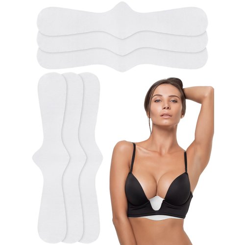 Zhanmai 6 Pcs Sweat Bra Liners 17.72 Inch Under Bra Pads for Sweating Sweat Liner Absorber Cotton Pad Under Breast for Women (White)