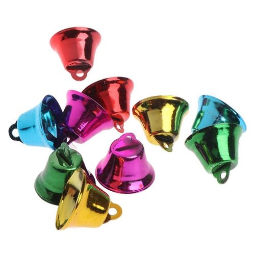 POPETPOP Parakeet Toys Chew Toys 20Pcs Mini Craft Bells Ornaments DIY Wind Chimes Bells Bird Parrot Toy Jewelry Making Charms for DIY Craft Wind Chimes Making (Random Color) Parakeet Toys Parrot Toys