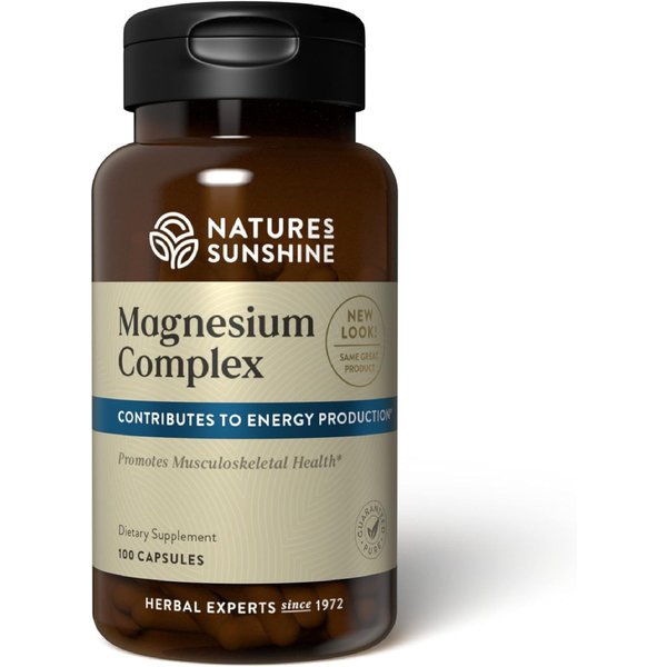 Nature’s Sunshine Magnesium Complex - High Potency Magnesium Supplement for Muscle Function, Energy Production, & Reduction of Tiredness and Fatigue - 50 Servings (100 Capsules)