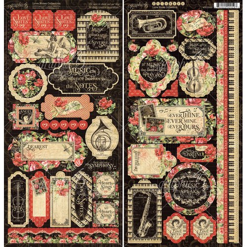 Graphic 45 Love Notes Stickers Craft Paper, Multi