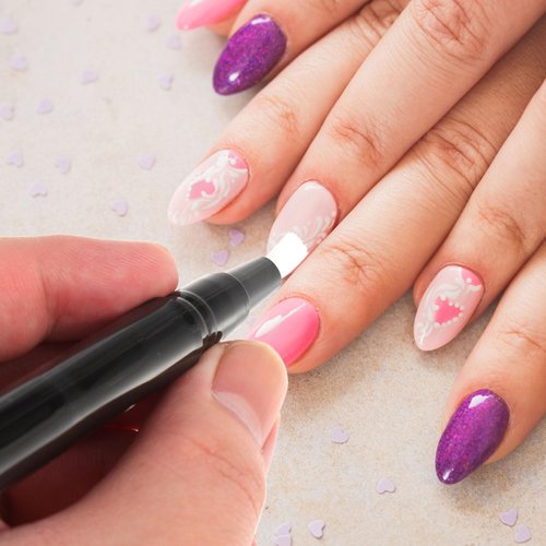 FRCOLOR Empty Nail Oil Pen 10pcs 3ml Nail Oil Cosmetic Container Lip Gloss Brush Applicators Cuticle Oil Pen with Brush Tip for Lip Gloss Nail Polish (Black) Lip Balm Containers