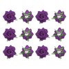 MECCANIXITY 12 Pcs Rose Flower Hair Clips 3 Inch Flower Hair Pins Flower Brooch for Women Hair Accessories Dark Purple