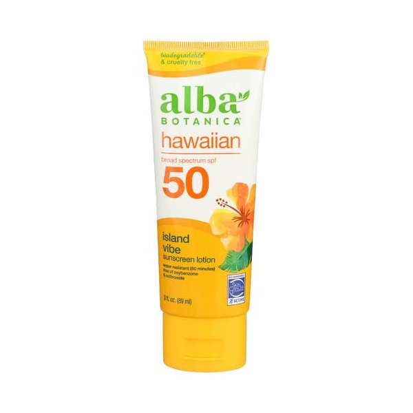 Alba Botanica Hawaiian Natural Sunscreen with Green Tea, SPF 45, 4 fl oz - 2pc
