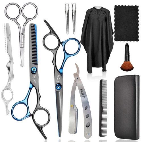 Haircut Scissors Thinning Shears for Hair Cutting, Fcysy Professional Barber Scissors Kit Hair Scissors Hairdresser Blending Scissors Set, Hair Trimming Shears Wig Styling Scissors Barber Accessories