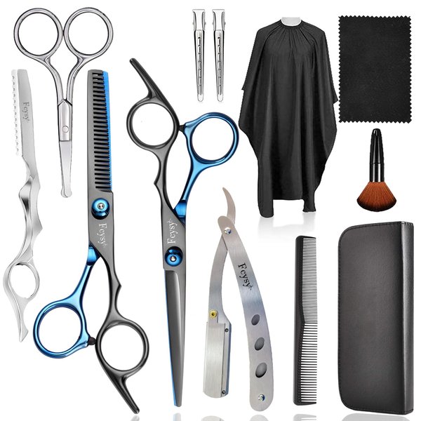 Haircut Scissors Thinning Shears for Hair Cutting, Fcysy Professional Barber Scissors Kit Hair Scissors Hairdresser Blending Scissors Set, Hair Trimming Shears Wig Styling Scissors Barber Accessories